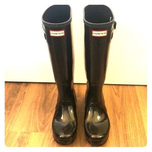Original tall Hunter rain boots, Gloss Black